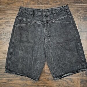 Vintage Marithe Francois Girbaud Shorts 90s‎ Black Baggy Denim Jean Y2K 36